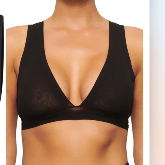 Skims Bralette Womens size XXS Black Summer Mesh Plunge - Picture 1 of 7